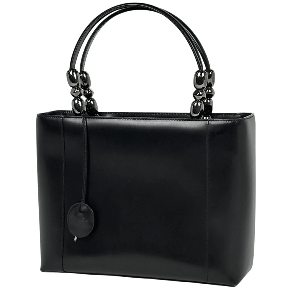 Christian Dior Maris Pearl Handbag Leather Black